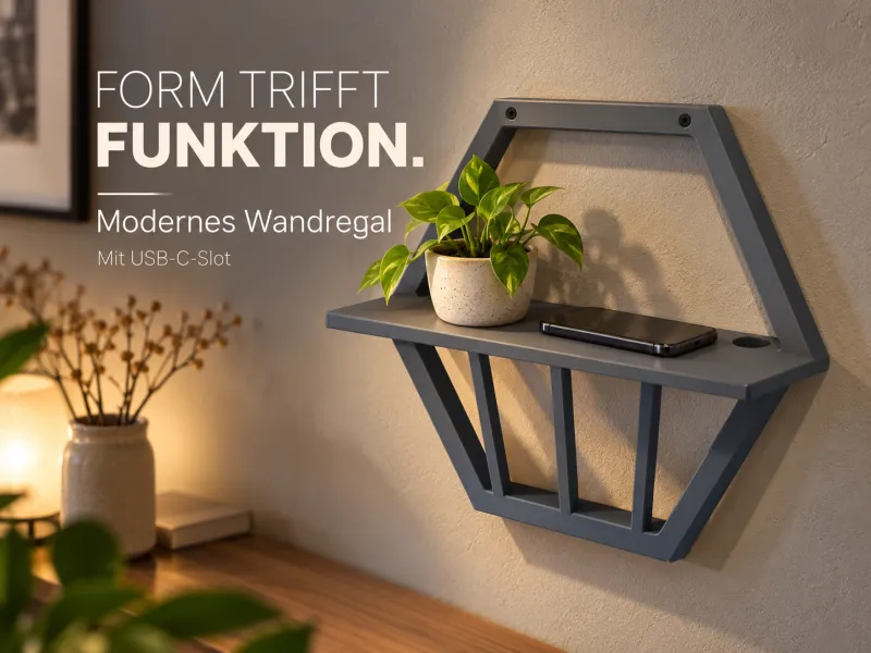 Modernes Wandregal mit USB-C-Slot
