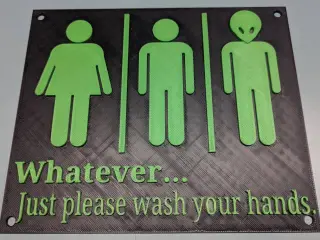 Funny Wash Your Hands Alien Sign for Bathroom