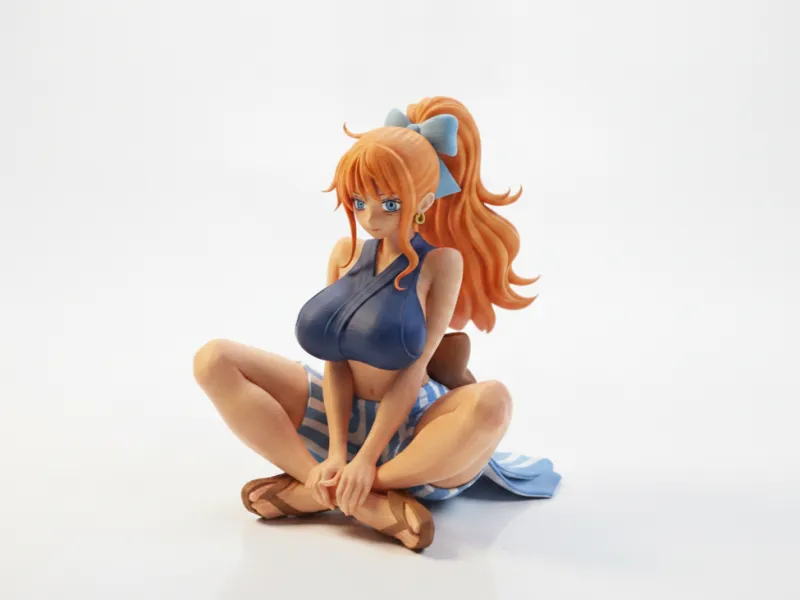 Statuetta femminile seduta in stile anime stampabile in 3D