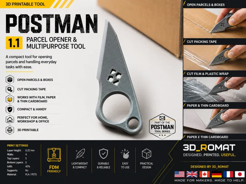 Postman 1.1 — Parcel Opener & Multipurpose Tool