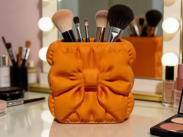 Organisateur de pinceaux de maquillage Nœud Pouf – Porte-pinceaux élégant