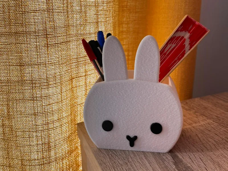 Mignon porte-crayons en forme de lapin | Organisateur de bureau sans AMS