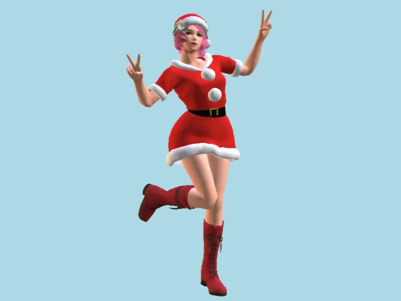 Santa Girl Cheer 3D Model