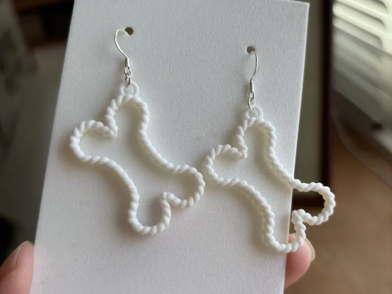 knitted dogbone earrings