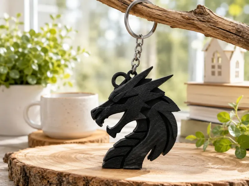 Drakenkop Sleutelhanger - Fantasiedraakhanger