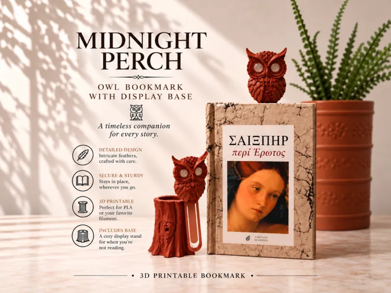 Midnight Perch - THE OWL BOOKMARK WITH DISPLAY STAND