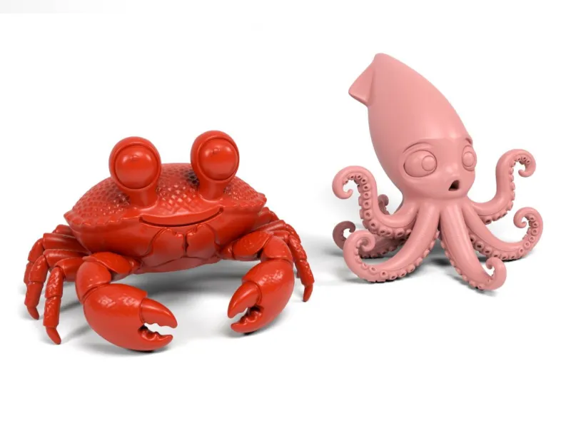 Cartoon Krab en Inktvis