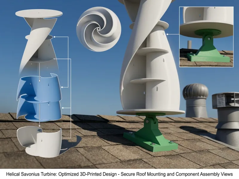 Turbina Eólica Savonius Helicoidal Modular - 190 x 380 mm