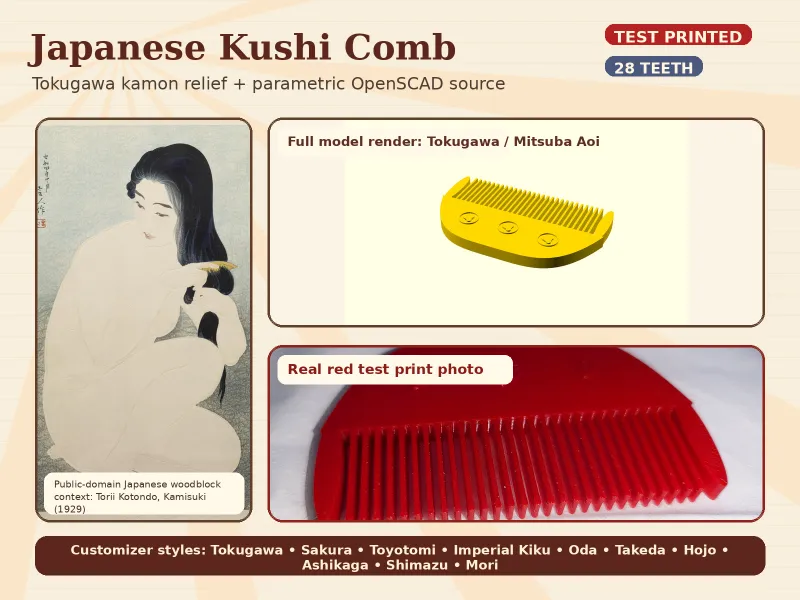 Peigne Kushi japonais – Kamon Tokugawa