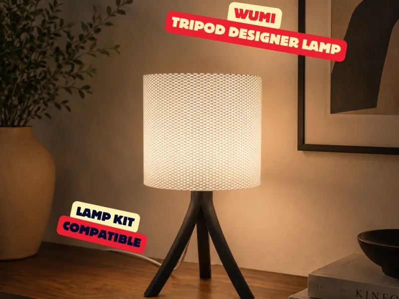 LÁMPARA TRÍPODE (WUMI) - KIT DE LÁMPARA / PANTALLA ESTILO CESTA