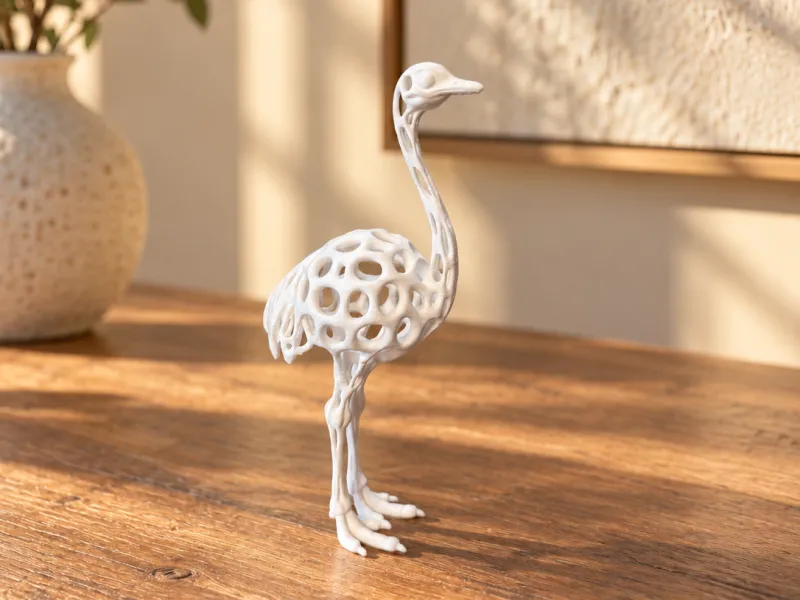 Avestruz Voronoi – Escultura Elegante de Ave