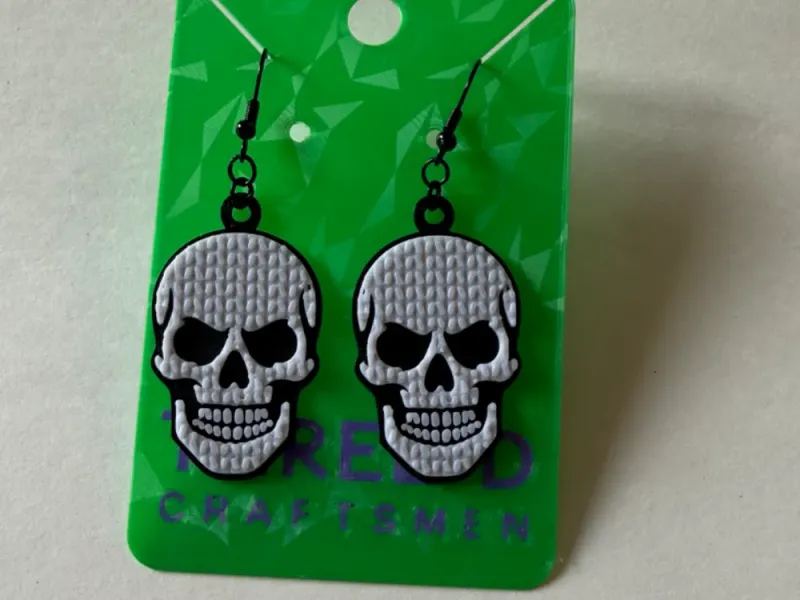 Knit Skull Earrings