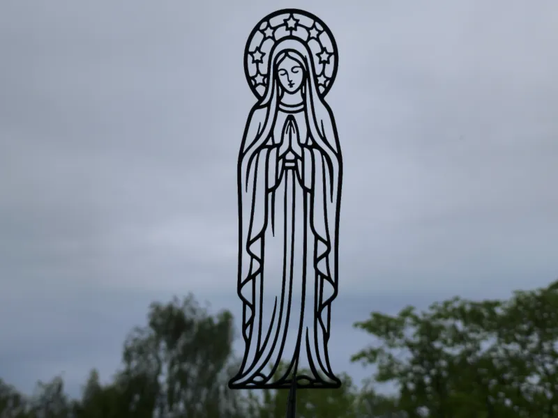 Arte de pared 2D de la Virgen María en oración