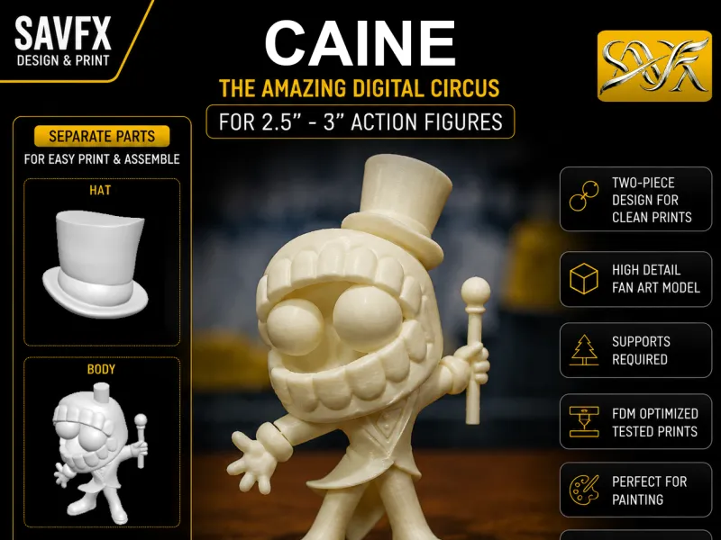 CAINE Fan Art Figürü STL | Amazing Digital Circus 3D Yazdırılabilir