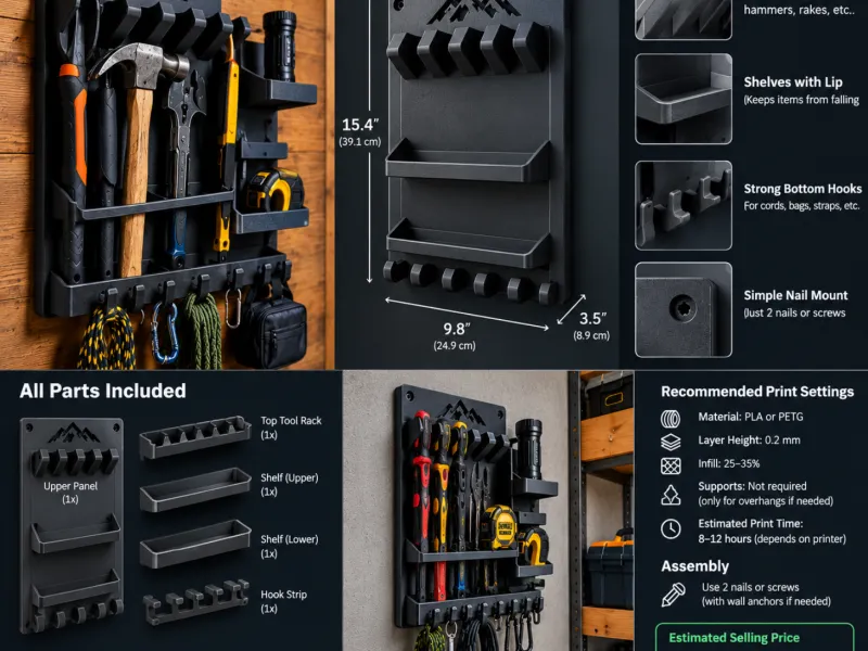 Modular Garage Tool Organizer – Wall-Mounted Tool Rack