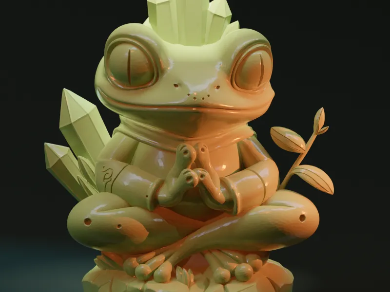 Zen Meditating Frog Statue 3D Printable STL - Garden Decor