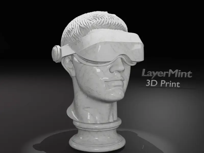 Futuristic Bust Sculpture with VR Headset - STL File