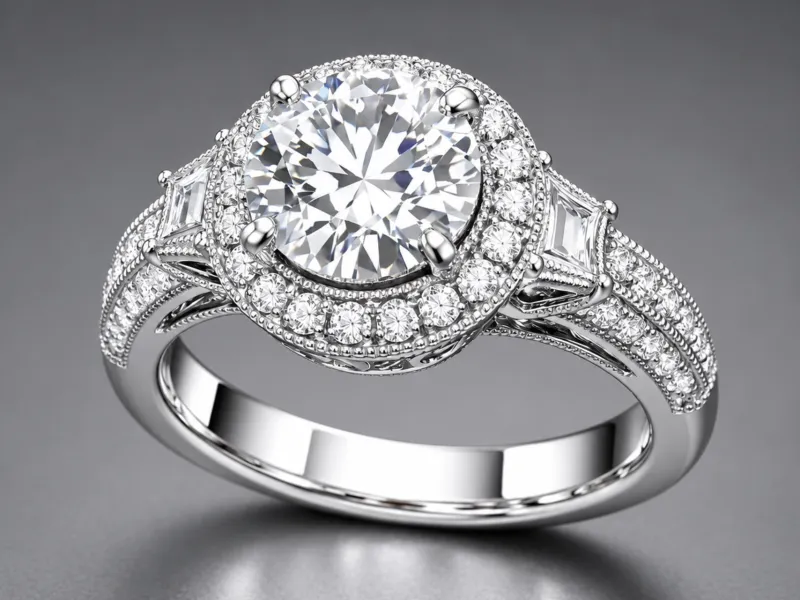 Elegant Diamond Halo Engagement Ring