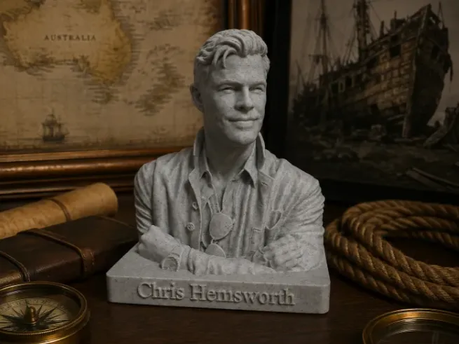 Chris Hemsworth Bust – Gedetailleerd Beroemdheidportret