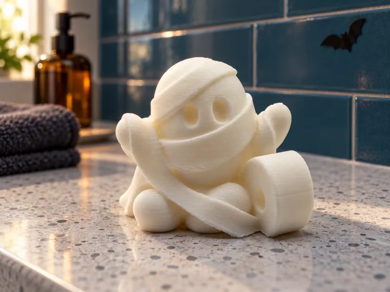 Cute Ghost Tangled in Toilet Paper