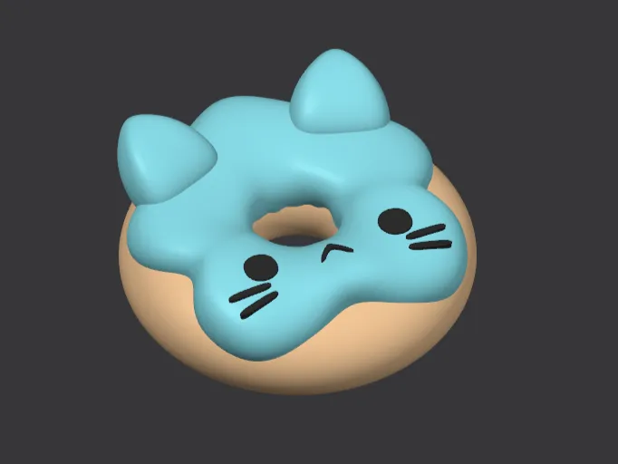 Donut Cute Cat Keychain