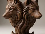 4 Kopf Wolf Statue, Hexa Design A-0