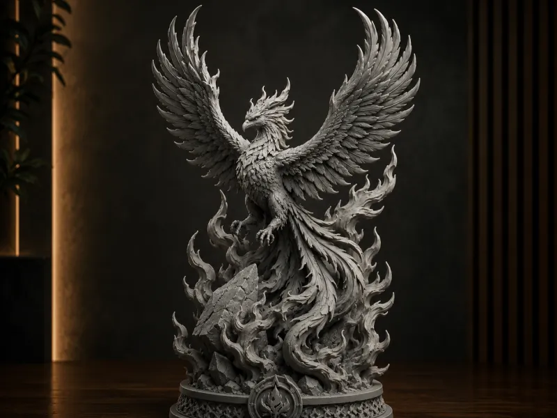 Phoenix Reborn – Majestic Firebird Sculpture