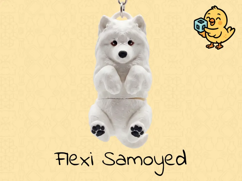 Llavero de perro Samoyedo – Adorable juguete flexible articulado