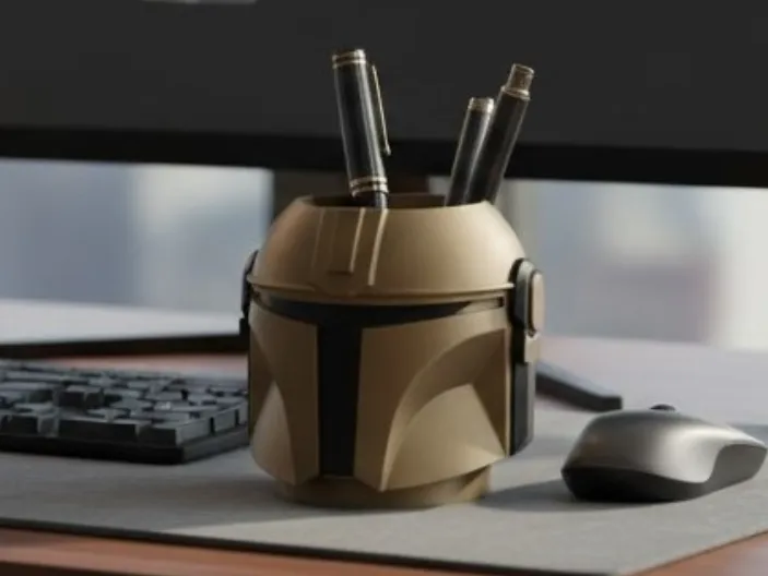 Mandalorian Helmet Organizer - Sci-Fi Desk Decor