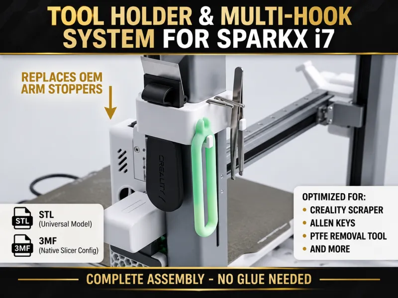 Portautensili e sistema multi-gancio per Creality SparkX i7 🔧