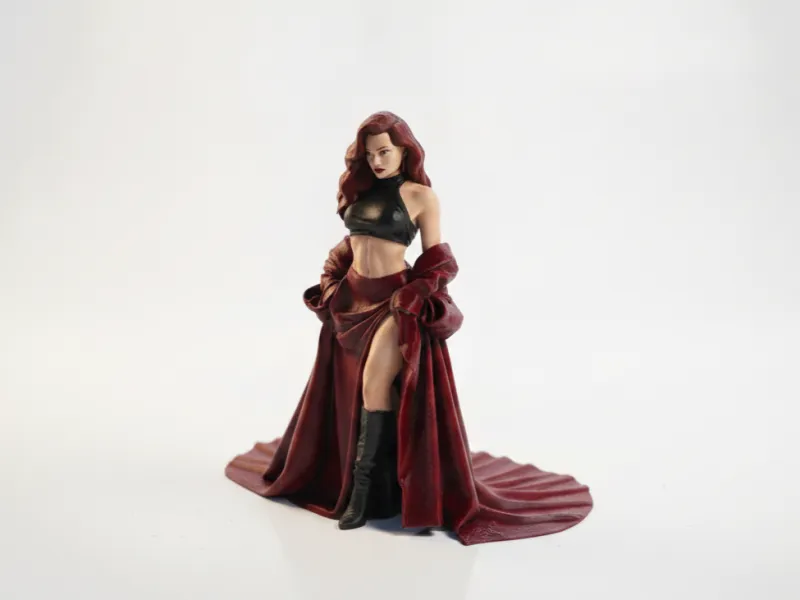 Estatua de figura femenina con vestido de dos piezas imprimible en 3D