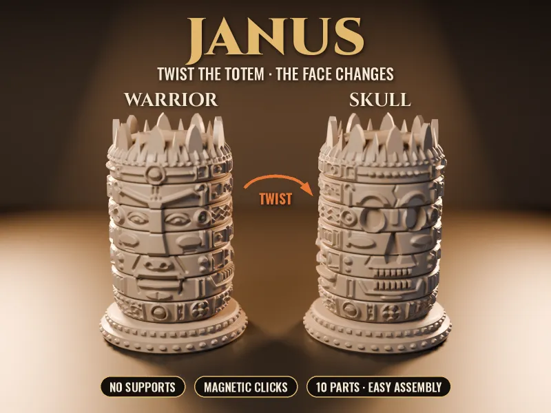 Janus — Draaiende Totem Fidget, Van Krijger naar Schedel