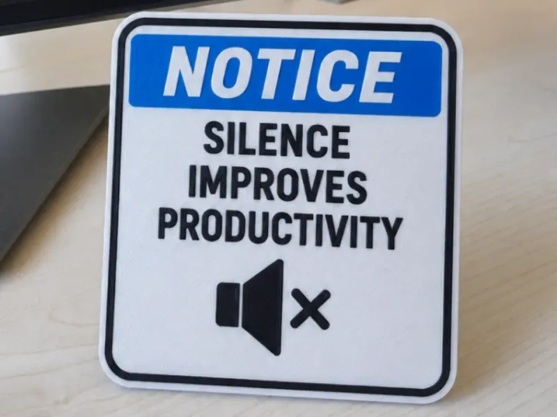 Quiet Office Sign - Silence Improves Productivity