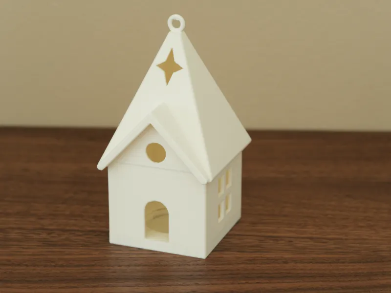 Christmas House LED Lantern with Star Cutout