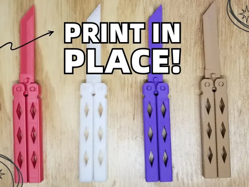 Print in place butterfly knife