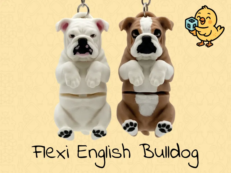 İngiliz Bulldog Anahtarlığı – Eklemli Flexi Oyuncak Köpek