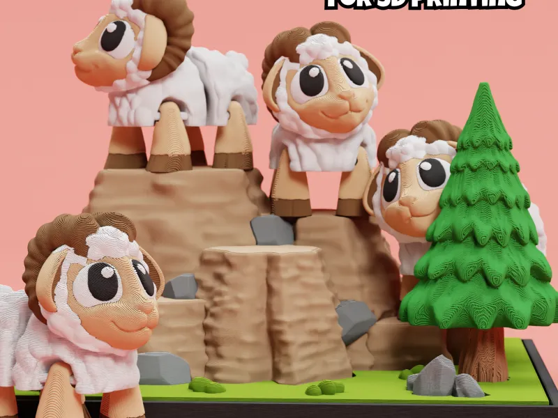 3D Printed Ram Playset: Articulated Flexi Fidget Toy