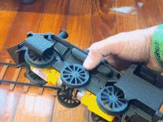 Working electric train with rails