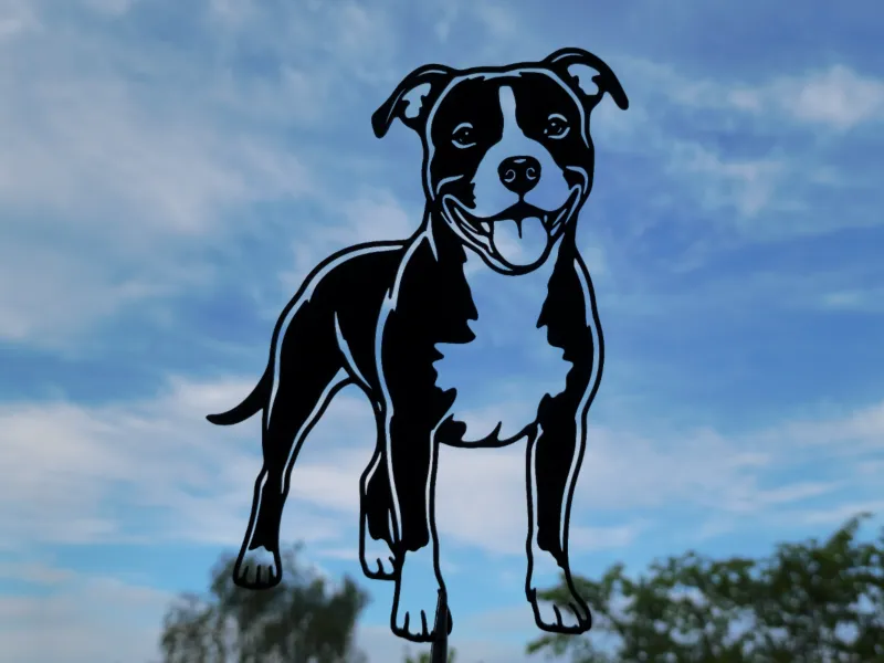 Happy Pitbull Dog 2D Wall Art