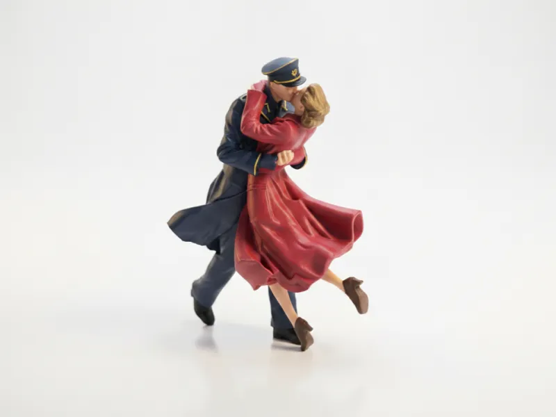 Romantisch Beeld van Zoenende Geliefden 3D Printbaar