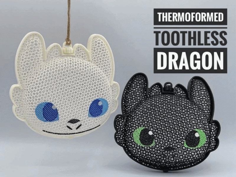 Thermoformed toothless dragon - candy container