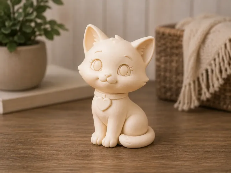Joli chaton avec cœur - Adorable figurine de chat