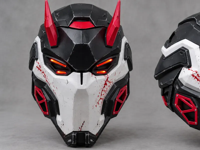Mecha NeoNinja Scifi Cosplay Replica Mask With Glowing Eye