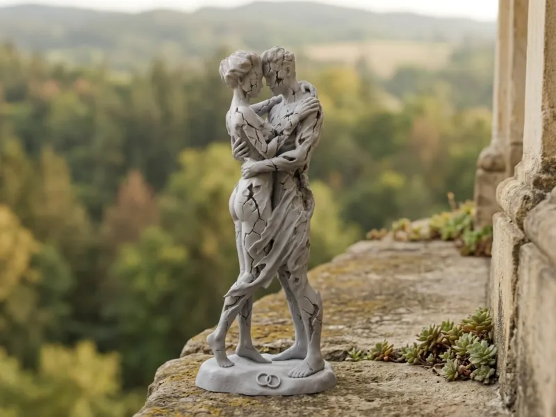 LIEBE IST SCHMERZ: ZERBORSTENE UMARMUNG! 💔 Zutiefst emotionale Statue
