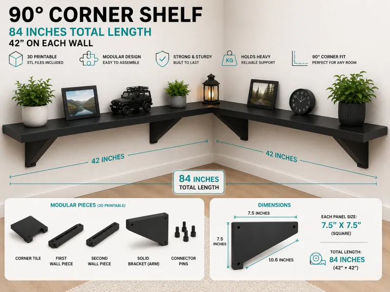 Modular Corner Wall Shelf System