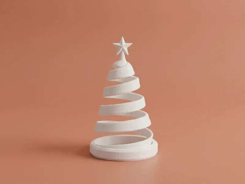 Spiral Christmas Tree with Star – 3D Decoration