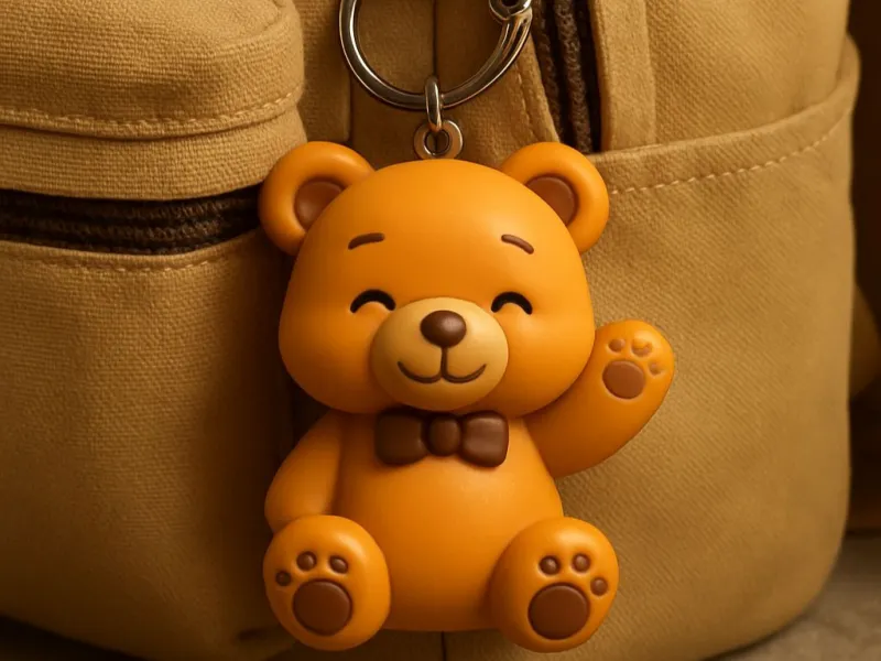 Cute Waving Teddy Bear with Bowtie Keychain & Toy