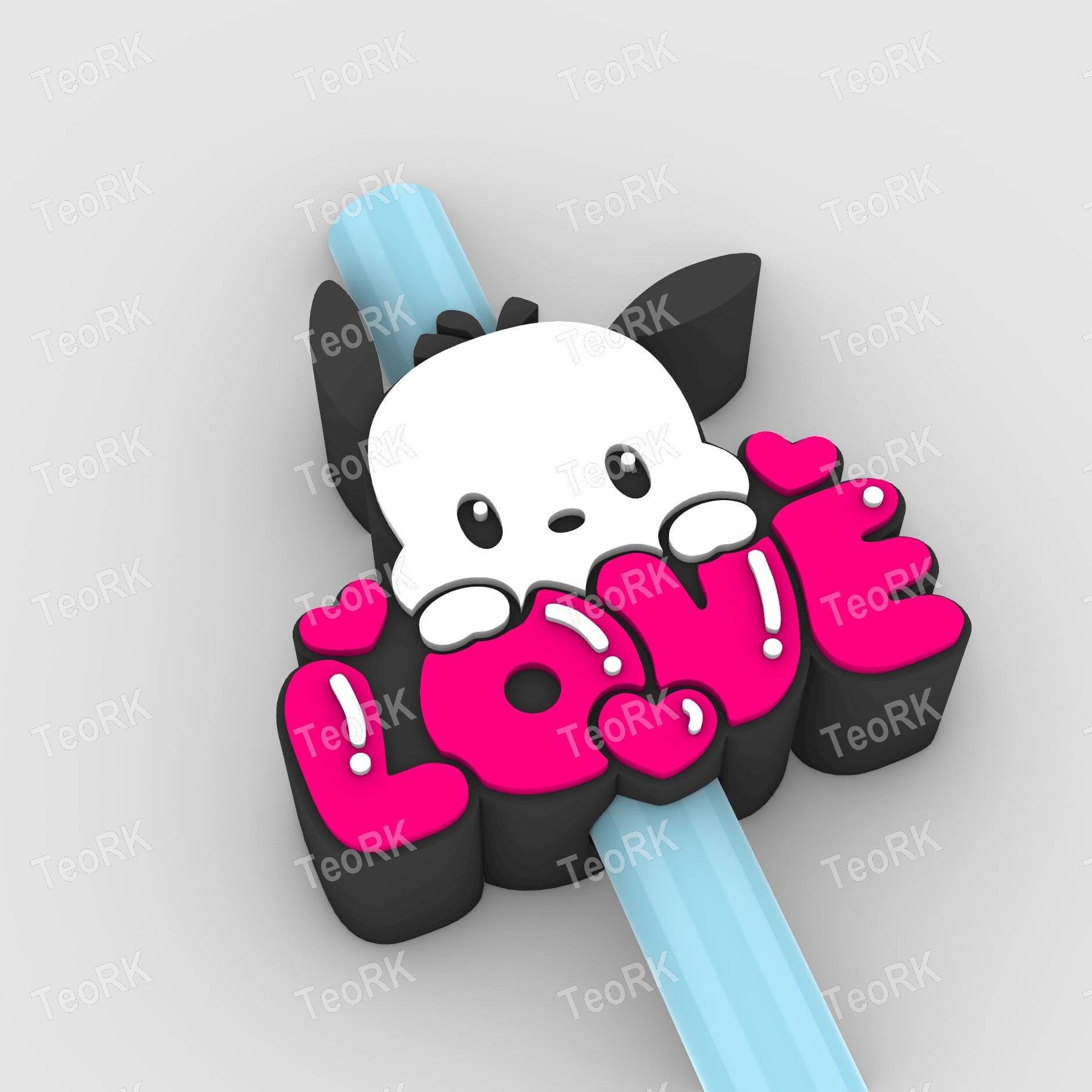 Straw Topper POCHACCO DOG IN LOVE - LOVE