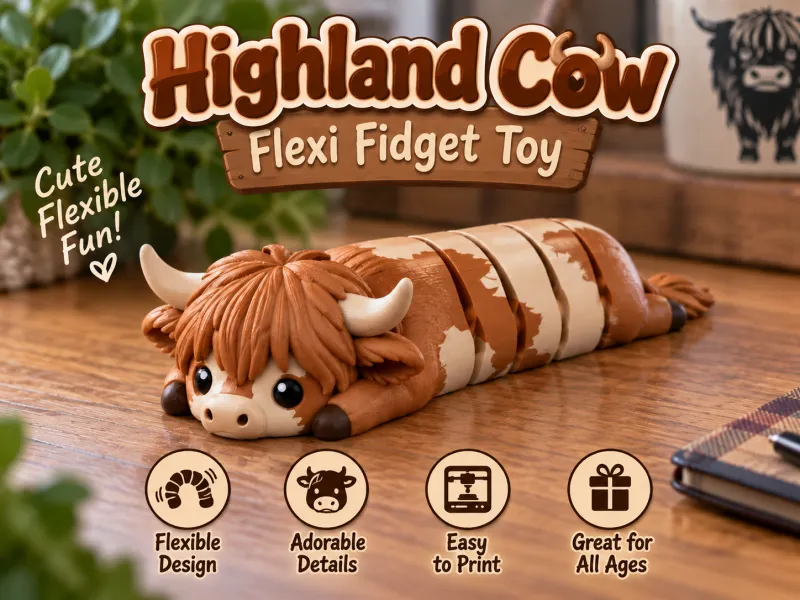 Highland Cow Flexi Fidget Toy
