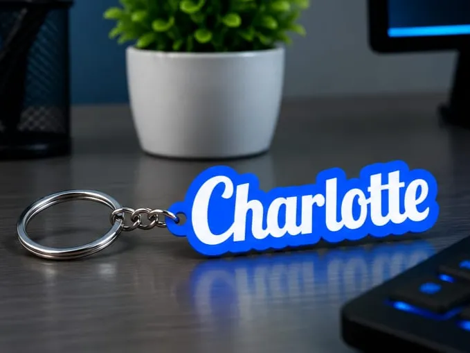 Porta-Chaves Personalizado Nome Charlotte Chaveiro 3D